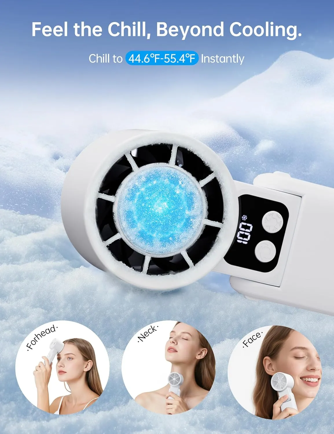 3 in 1 Portable Handheld Fan, 12000RPM Mini Turbo Fan with Cooling Compress & 5200mAh Rechargeable Battery, 5 Speed Adjustable Personal Cooler for Travel/Camping/Outdoor Activities-White