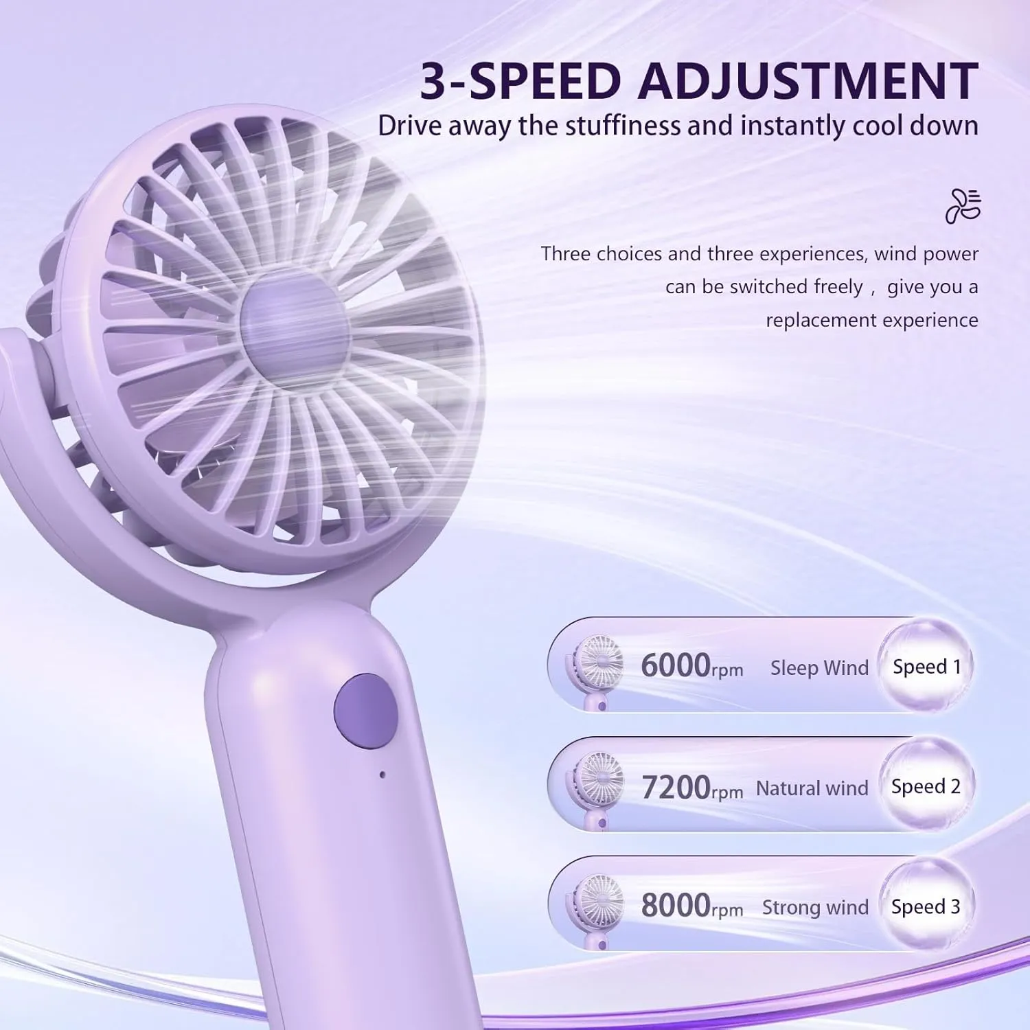3 Packs Portable Handheld Mini Fans with 3 Speed, 180 Adjustable, Lightweight, USB C Rechargeable for Travel Stylish Kids Girls Women Men Indoor Outdoor,Eyelash Personal Fan Black & Purple & Pink
