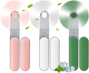 3 Pcs Handheld Mini Fan Bulk, 360Rotate Powerful Portable Personal Fan [8-17 Working Hours], Foldable USB Rechargeable Battery Operated Eyelash Fans, Small Pocket Fans for Women Men Travel Outdoor 360-degree rotating fan for home use