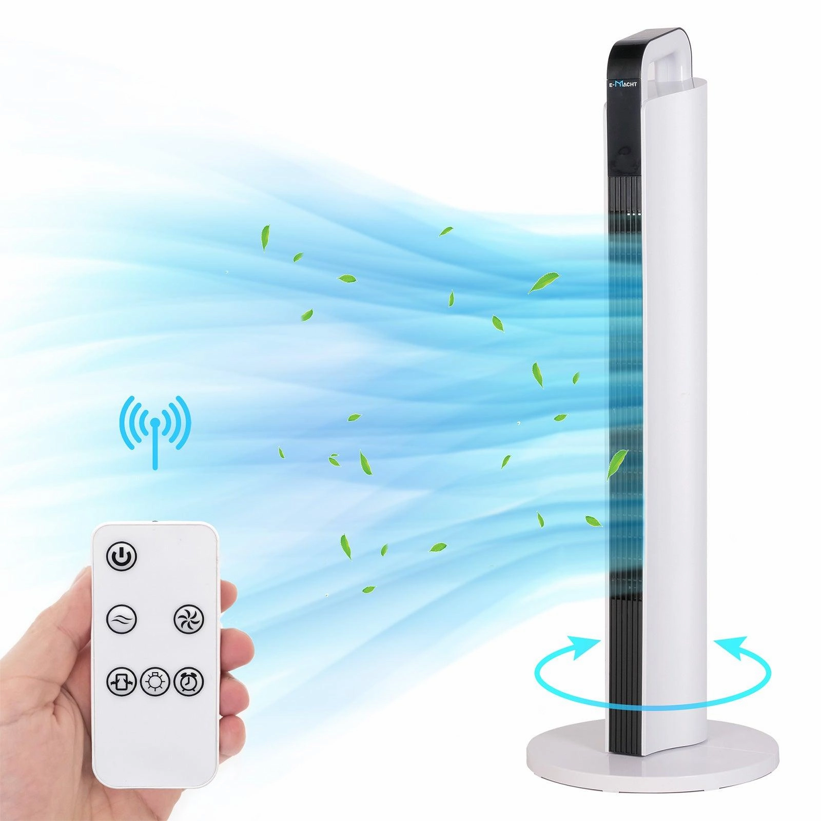 35" Standing Fan with Remote, Bladeless Fan with LED Display & 8H Timer for Home Bedroom Office voice assistant compatible smart appliances