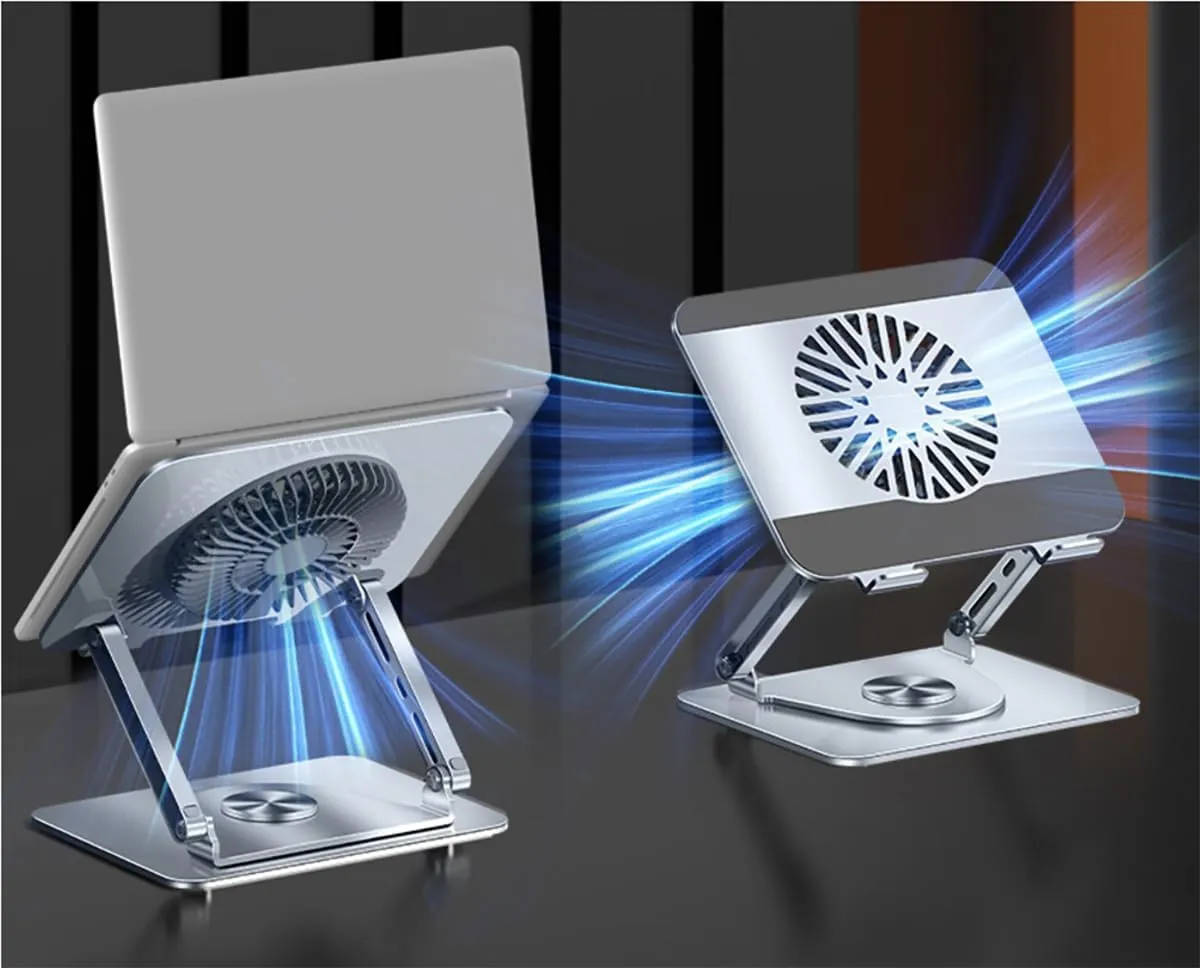 360 Rotating Base Laptop Stand for Asus TUF Gaming A17 16 A15 A16 A14 F15 F16 F17 Dash 15 F15 14-17 inch Laptop with Removable Cooling Fan, Dual Pivot Fully Foldable and Adjustable for Storage 360-degree rotating fan for home use