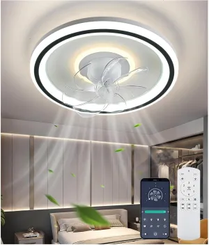 360 Rotation Low Profile Ceiling Fans with Lights and Remote Ultra Quiet Energy Efficient Dimmable 3 Color Reversible Motor, 20" Flush Mount Ceiling Fan with Lights for Bedroom Living Room Kitchen 360-degree rotating fan for home use
