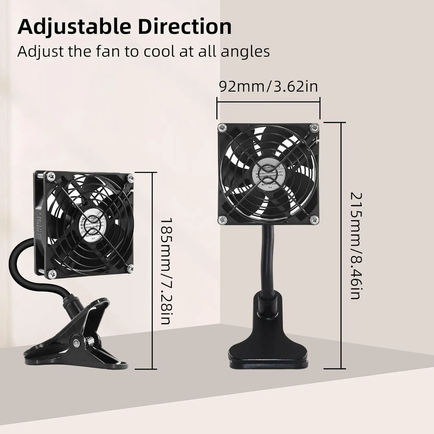 3.62" USB Clip on Fan 5V USB Boost 12V 3Pin Adapter with On/Off Switch Cooling Fan for Desktop Bed Frame and DIY Cooling Projects