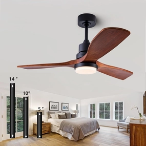 36" Ceiling Fans [with Lighting Remote Control], Indoor Outdoor Modern Wooden Ceiling Fan [with 3 Solid Wood Blades] for Kids' Rooms, bedrooms, Offices and More. App-controlled remote fan for convenience