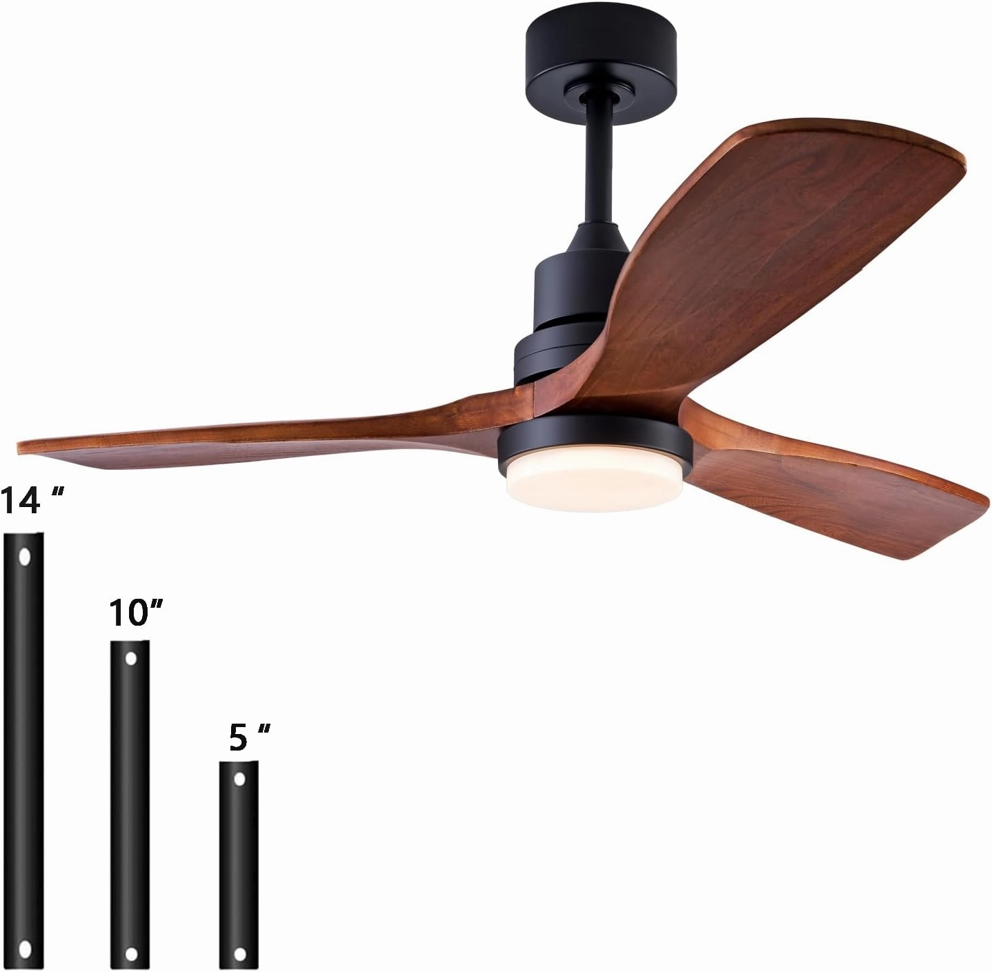 36" Ceiling Fans [with Lighting Remote Control], Indoor Outdoor Modern Wooden Ceiling Fan [with 3 Solid Wood Blades] for Kids' Rooms, bedrooms, Offices and More.