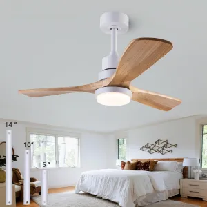 36" Ceiling Fans [with Lighting Remote Control], Indoor Outdoor Modern Wooden Ceiling Fan [with 3 Solid Wood Blades] for Kids' Rooms, bedrooms, Offices and More. App-controlled remote fan for convenience