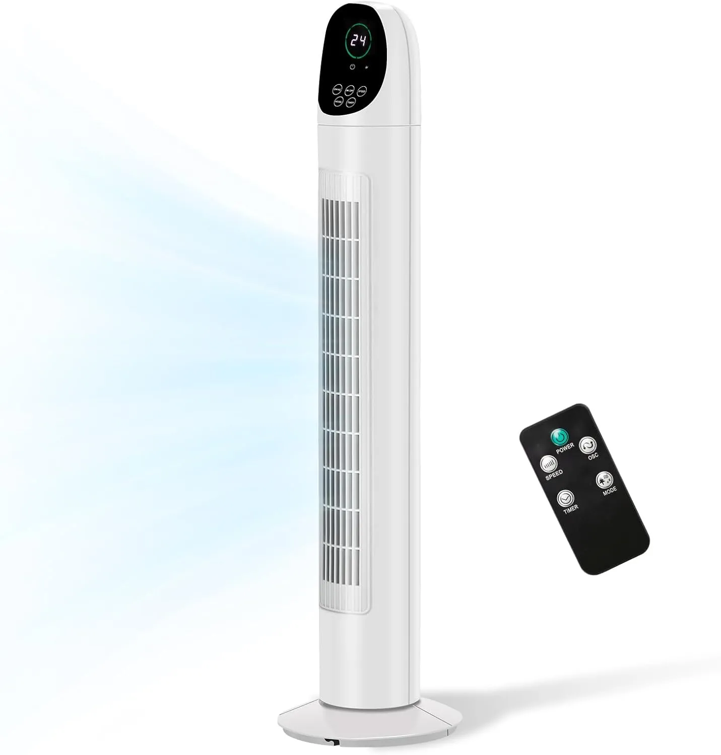 36" Tower Fan for Bedroom, Bladeless Floor Fan with Remote Control, 80 Adjustable Oscillating, 3 Speeds, 3 Modes and 9H Timer, 25dB Quiet Fan for Cooling Home Office Small bladeless fan for quiet cooling