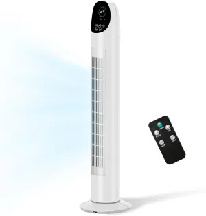 36" Tower Fan for Bedroom, Bladeless Floor Fan with Remote Control, 80 Adjustable Oscillating, 3 Speeds, 3 Modes and 9H Timer, 25dB Quiet Fan for Cooling Home Office Small bladeless fan for quiet cooling