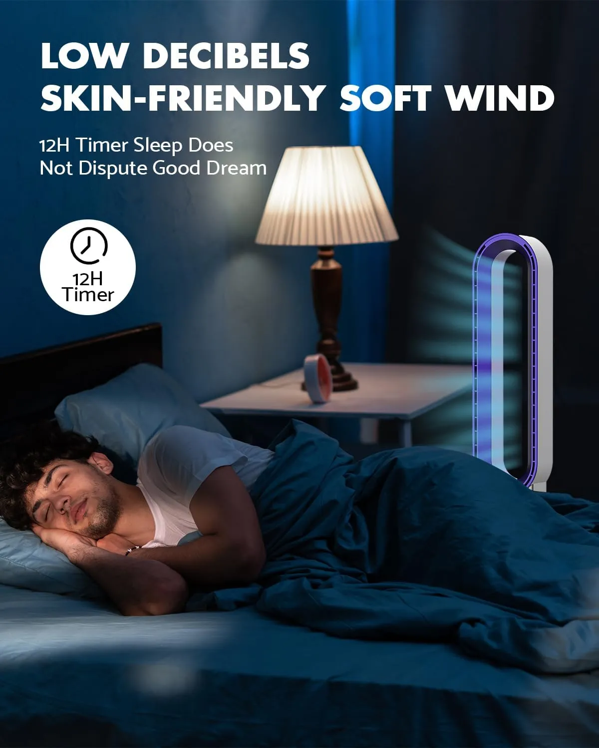 38" Bladeless Fan, Bladeless Tower Fan with Remote, 24 Speeds, 12 Hour Timer, 60Oscillation, Easy to Clean, Quiet Cooling Fan for Home Office Bedroom (Purple)