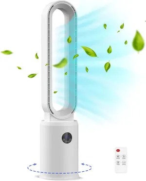 38" Bladeless Fan, Bladeless Tower Fan with Remote, 24 Speeds, 12 Hour Timer, 60Oscillation, Easy to Clean, Quiet Cooling Fan for Home Office Bedroom (Silver) Tower bladeless fan for modern homes