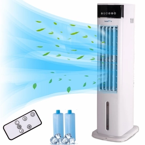 3-in-1 Portable Air Cooler, Cooling Tower Fan with 3 Speeds & 3 Modes, 3L Water Tank, 12H Timer Air Cooling Fan Remote Control for Bedroom, Office voice assistant compatible smart appliances