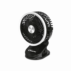 3" Clip & Table Fan  USB, Rechargeable, Portable Wireless, 360 Adjustable Tilt, LED lights, Compact, 3-Speed, black, PPUF226 usb desk fans for office or dorm use