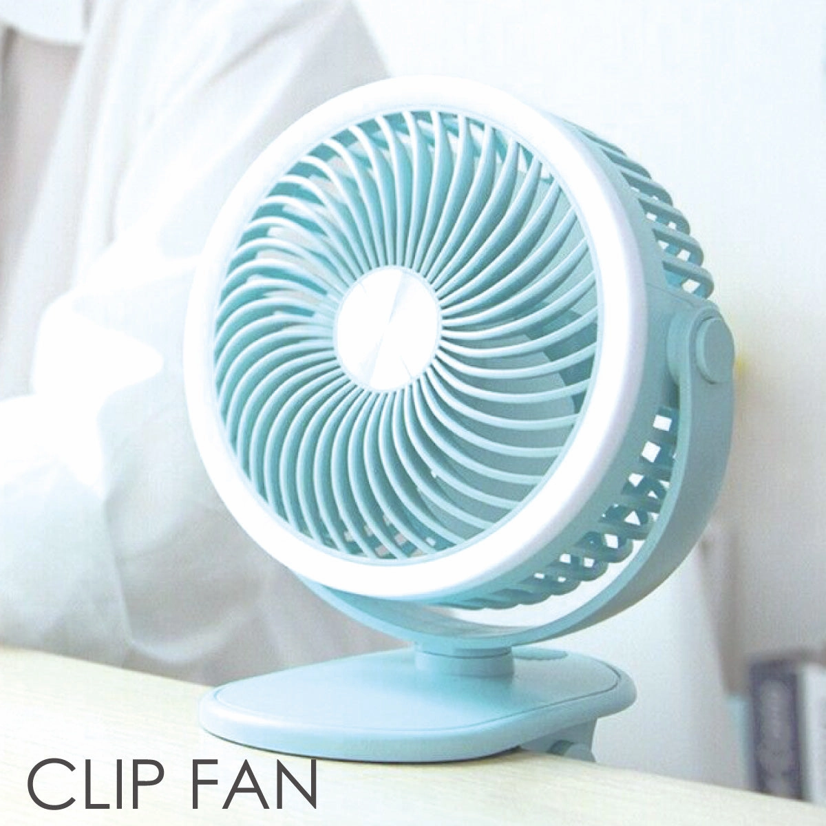 3" Clip & Table Fan  USB, Rechargeable, Portable Wireless, 360 Adjustable Tilt, LED lights, Compact, 3-Speed, black, PPUF226