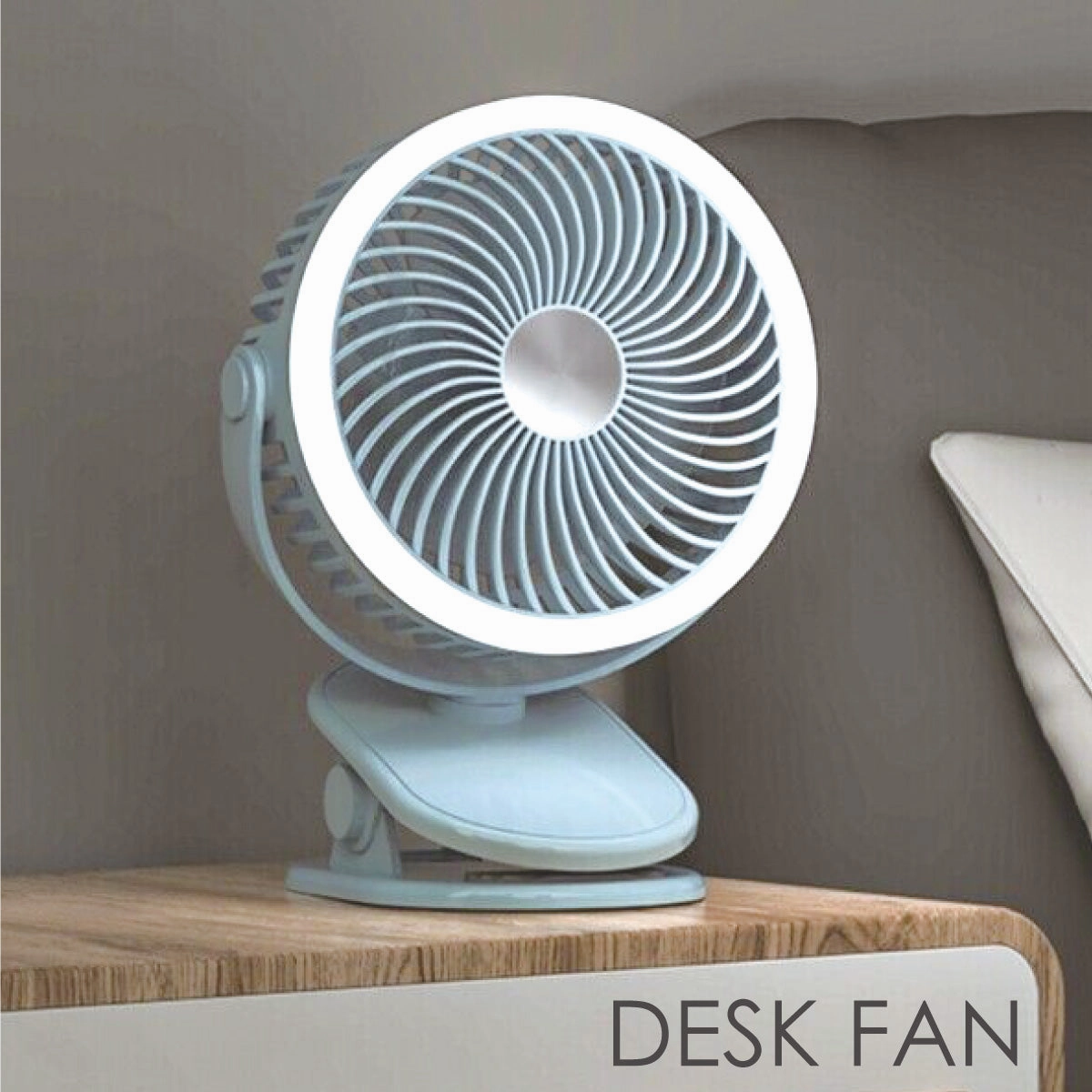 3" Clip & Table Fan  USB, Rechargeable, Portable Wireless, 360 Adjustable Tilt, LED lights, Compact, 3-Speed, black, PPUF226