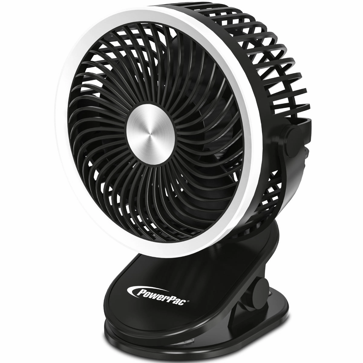 3" Clip & Table Fan  USB, Rechargeable, Portable Wireless, 360 Adjustable Tilt, LED lights, Compact, 3-Speed, black, PPUF226