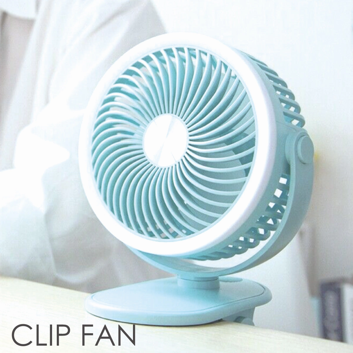 3" Clip & Table Fan  USB, Rechargeable, Portable Wireless, 360 Adjustable Tilt, LED lights, Compact, 3-Speed, white, PPUF226