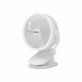 3" Clip & Table Fan  USB, Rechargeable, Portable Wireless, 360 Adjustable Tilt, LED lights, Compact, 3-Speed, white, PPUF226 usb desk fans for office or dorm use