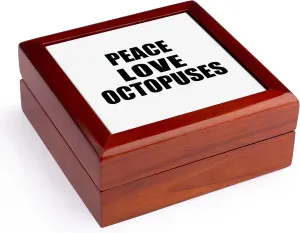 3dRose Peace Love and Octopuses - Things that make me happy. Octopus fan gift, Jewelry Box jb-184892-1 Octopus-shaped decorative fan