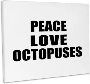 3dRose, Peace Love and Octopuses - Things that make me happy. Octopus fan gift, Museum Grade Canvas Wrap 20x16 Octopus-shaped decorative fan