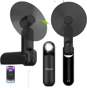4 IN 1 Portable Mini Handheld Fan,Personal Foldable Pocket Travel Fan,Small Hand Fan for Face Lash,USB Rechargeable,Summer Concerts, Birthday Gifts for Women Men (Black) Mini handheld fan for personal cooling