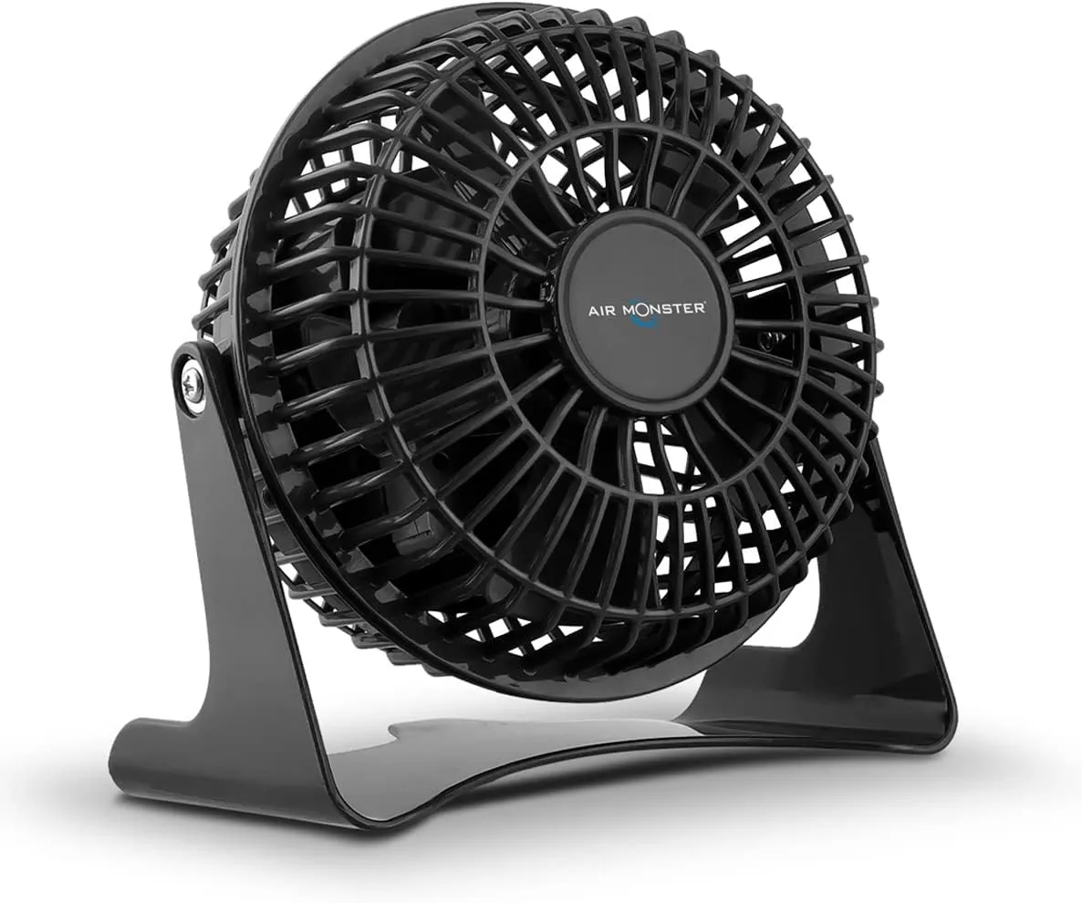 4 Inch Personal Desk Fan Quiet, Personal Fan, Table Fan, Tabletop Fan, Plug in Fan with 1 Speed Setting, Adjustable Tilt, ETL, Black Octopus-shaped decorative fan