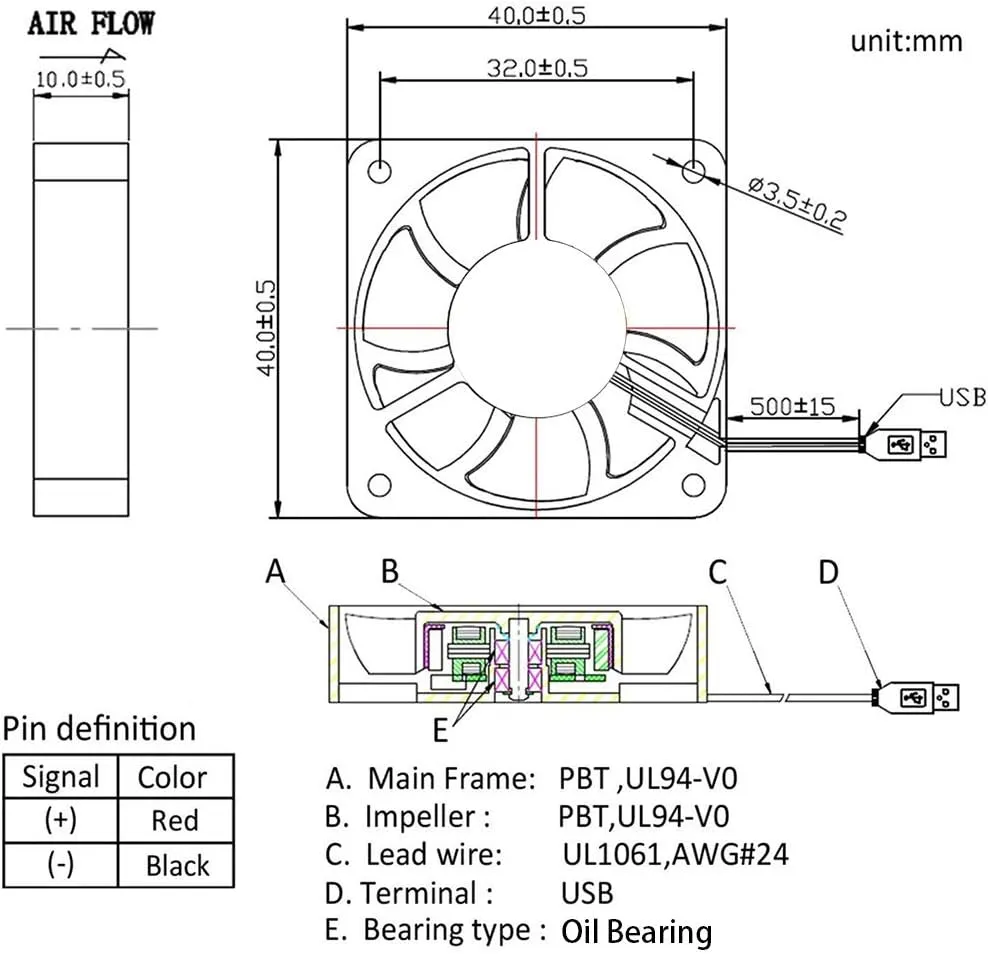 4 Pack USB Brushless Cooling Fan 40mm High Performance DC 5V Speed 4200 RPM for Small Appliances Series Replacement For Desktop