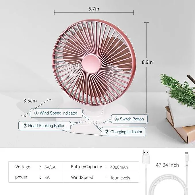 4 Speeds Quiet Table Fan Air Circulator Fan