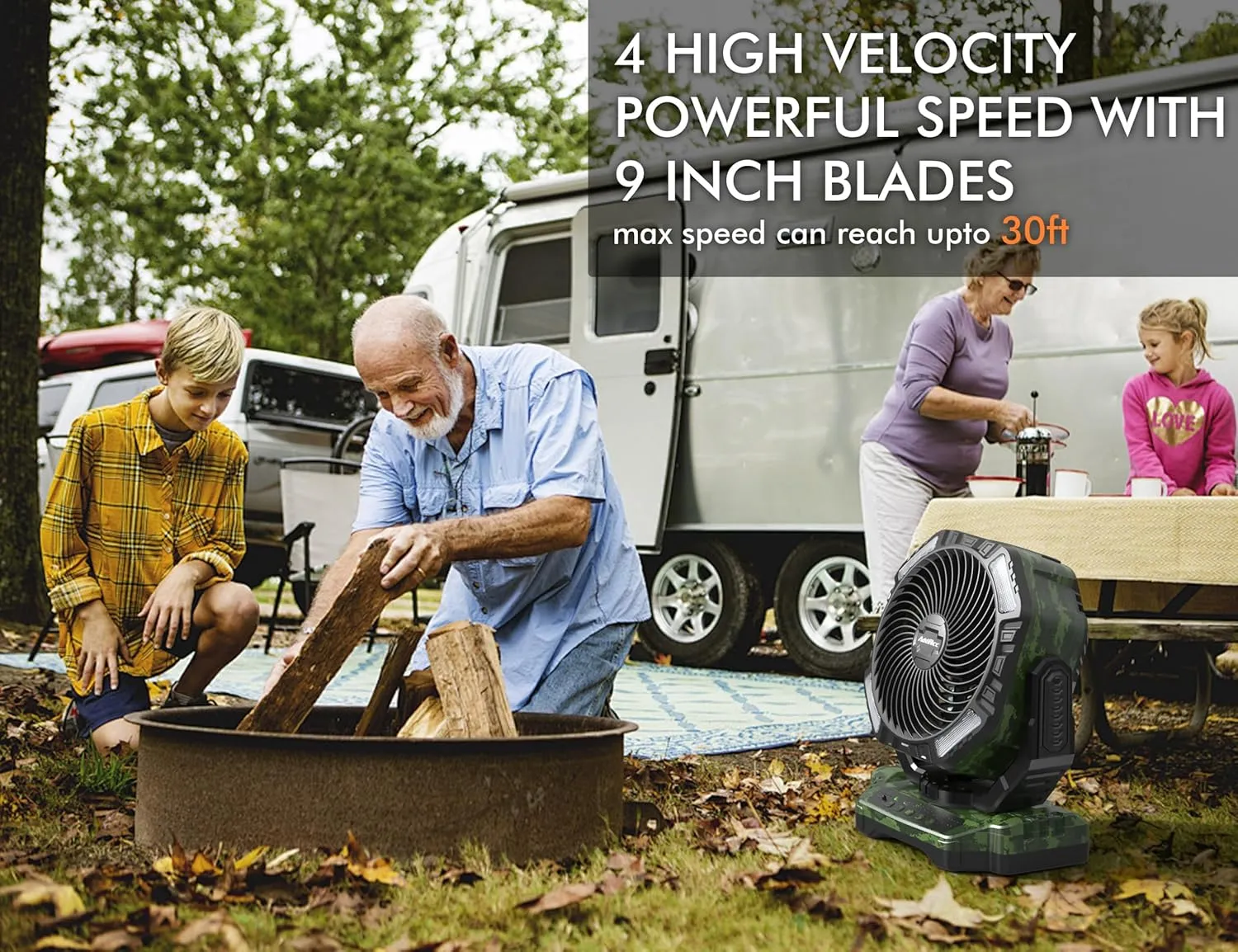 40000mAh Battery Operated Camping Fan, Rechargeable High Velocity Floor Fan, Auto Oscillation Remote Control Timer - Cordless Outdoor Fan for Car Travel RV Camp Garage Patio Hurricane Emergency