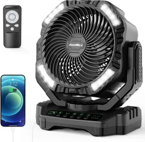 40000mAh Battery Operated Camping Fan, Rechargeable High Velocity Floor Fan, Auto Oscillation Remote Control Timer - Cordless Outdoor Fan for Car Travel RV Camp Garage Patio Hurricane Emergency Battery-powered portable fan