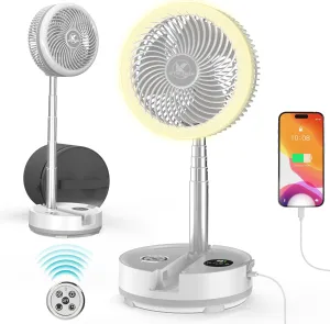 40000mAh Battery Operated Oscillating Table Fan - 106Hrs Rechargeable Camping Fan with Light & Timer, 9 Speeds Portable Travel Fan for Cruise RV Trip, Hurricane Power Outage (10" with Case) Battery-powered portable fan