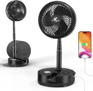 40000mAh Battery Operated Oscillating Table Fan - 106Hrs Rechargeable Camping Fan with Light & Timer, 9 Speeds Portable Travel Fan for Cruise RV Trip, Hurricane Power Outage (10" with Case) Battery-powered portable fan