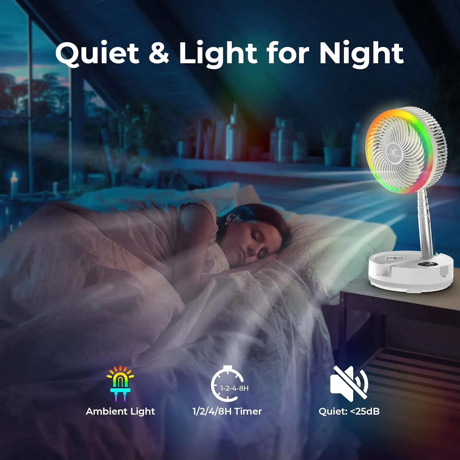 40000mAh Battery Operated Oscillating Table Fan - 106Hrs Rechargeable Camping Fan with Light & Timer, 9 Speeds Portable Travel Fan for Cruise RV Trip, Hurricane Power Outage (10" with Case)
