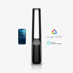 40" Bladeless Tower Fan with Smart App Control - Black tower fans for vertical air circulation