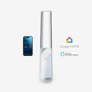 40" Bladeless Tower Fan with Smart App Control - White bladeless electric fans for modern home