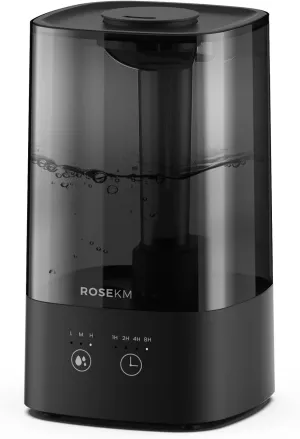 4.5L Humidifiers for Bedroom, Humidifiers for Home Large Room, Cool Mist Humidfiers for Baby and Plant with Timer, Adjustable Mist Level, 360 Nozzle, Auto Shut-Off, Black Desktop fan with humidification feature