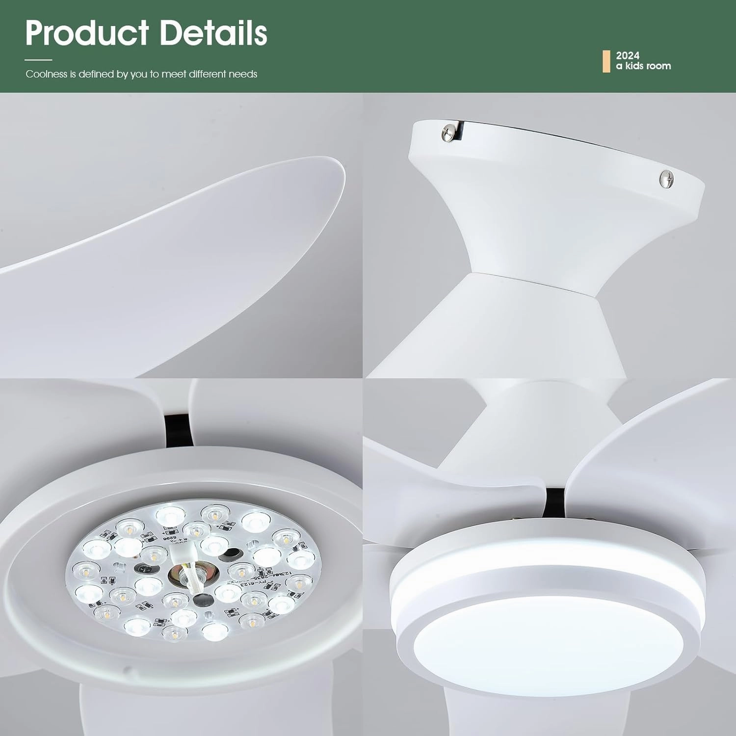 46 inch Ceiling Fans with Lights and Remote/APP Control, Modern Flush Mount Ceiling Fans with 5 Reversible Blades 6 Speeds, 3 Colors Dimmable Ring Lights for Bedroom Kids Room, White