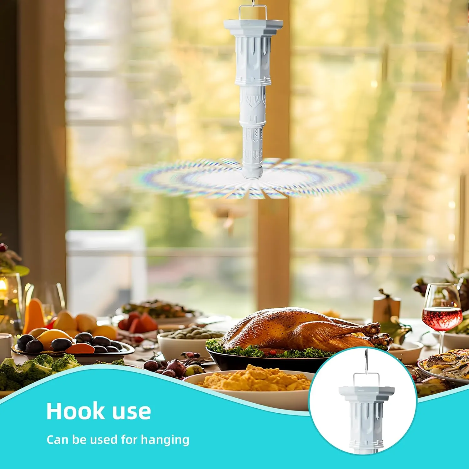 4pack Food Fan for indoor Meals,Portable Food Spinning Fan For Restaurant,Party,Picnic,Outdoor Dinner(White)