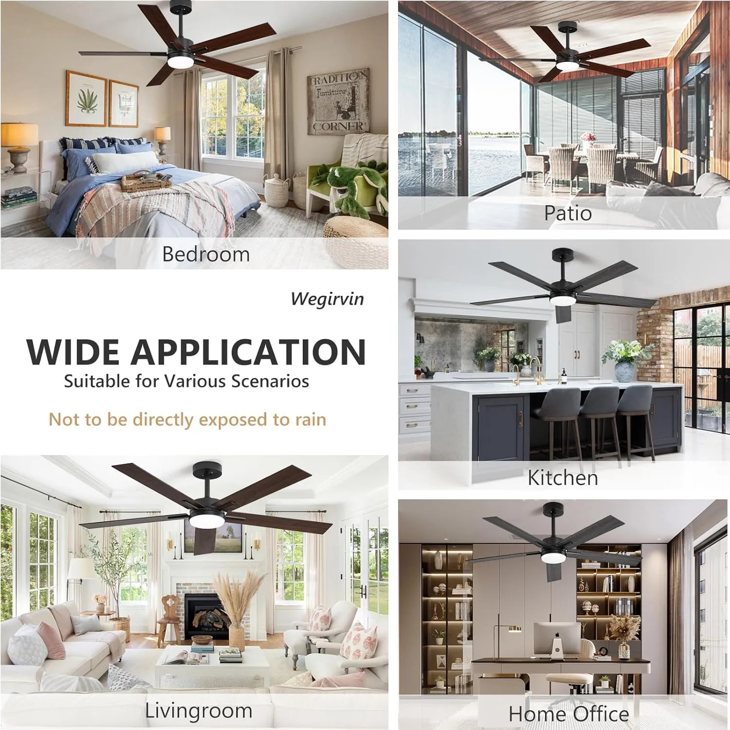 52 Inch Ceiling Fan with Lights and Remote, Smart Ceiling Fan with App Control, Voice Control, Quiet DC Motor, 3CCT Dimmable LED Light, Reversible Blades, Black Low Profile Fan for Bedroom Living Room