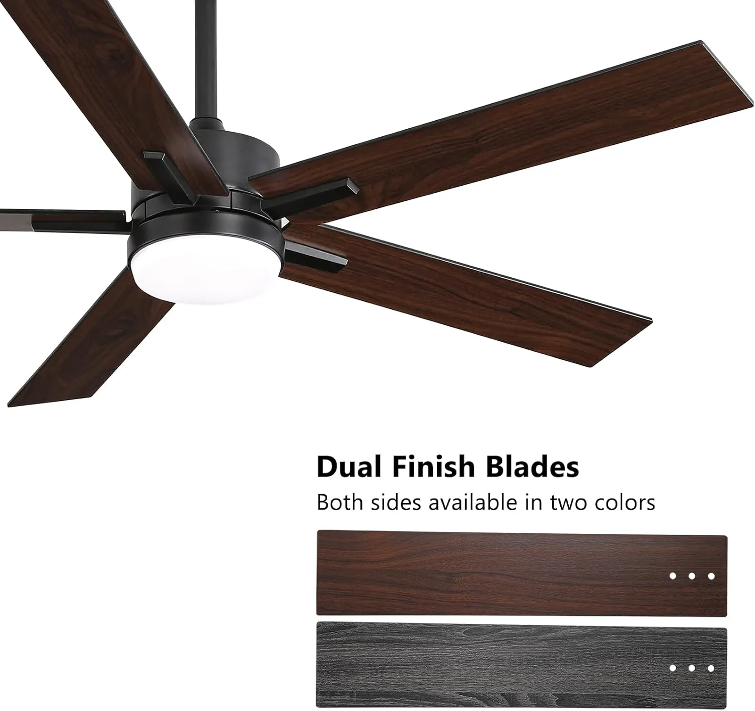 52 Inch Ceiling Fan with Lights and Remote, Smart Ceiling Fan with App Control, Voice Control, Quiet DC Motor, 3CCT Dimmable LED Light, Reversible Blades, Black Low Profile Fan for Bedroom Living Room