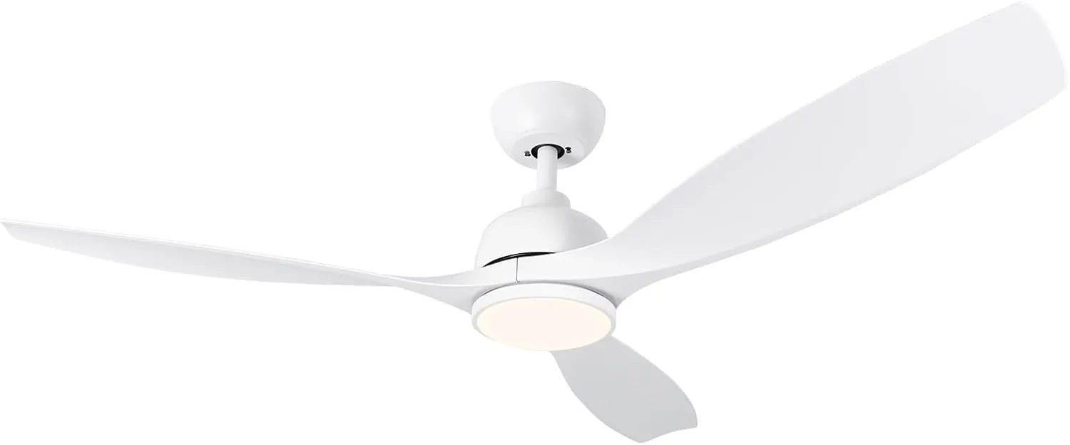 52 Inch Ceiling Fan with Lights, white Modern Ceiling Fan with Remote/APP Control Dimmable 3-Color Temperature,2 Rods, ceiling fan with lights remote control.for Indoor/Outdoor App-controlled remote fan for convenience
