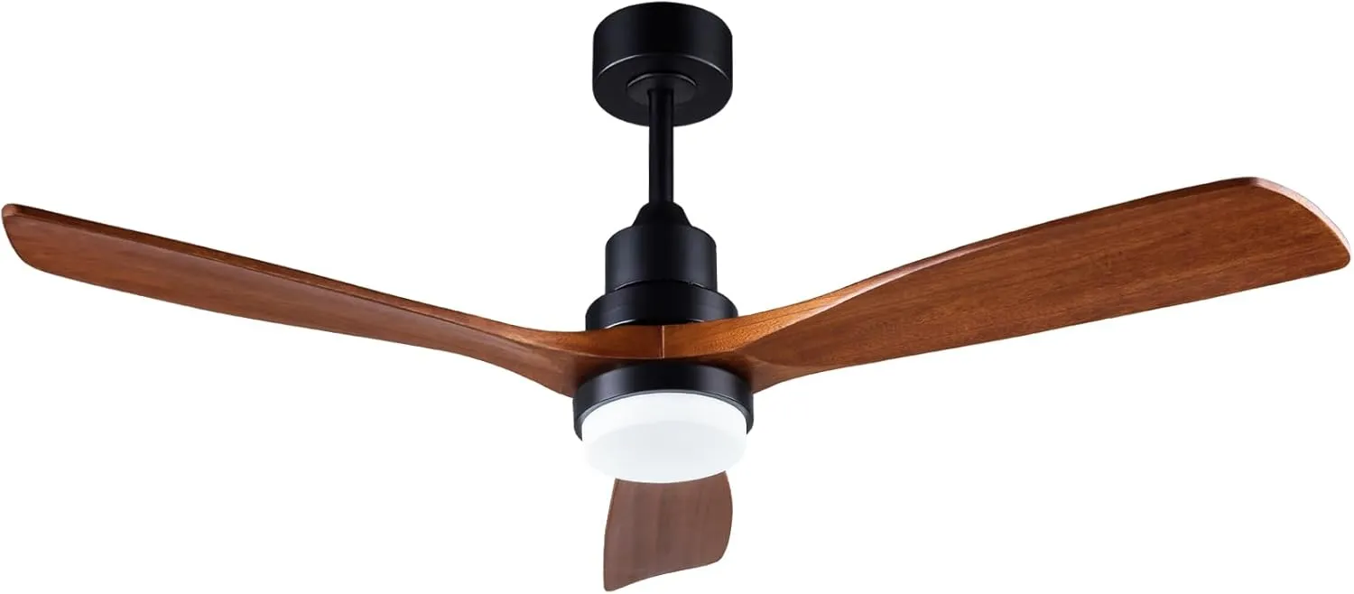 52 solid wood ceiling fans with light 6 speeds remote/app control, solid wood ceiling fan with memory led dimmable color adjustable, quiet ceiling fan for living room, dining room.