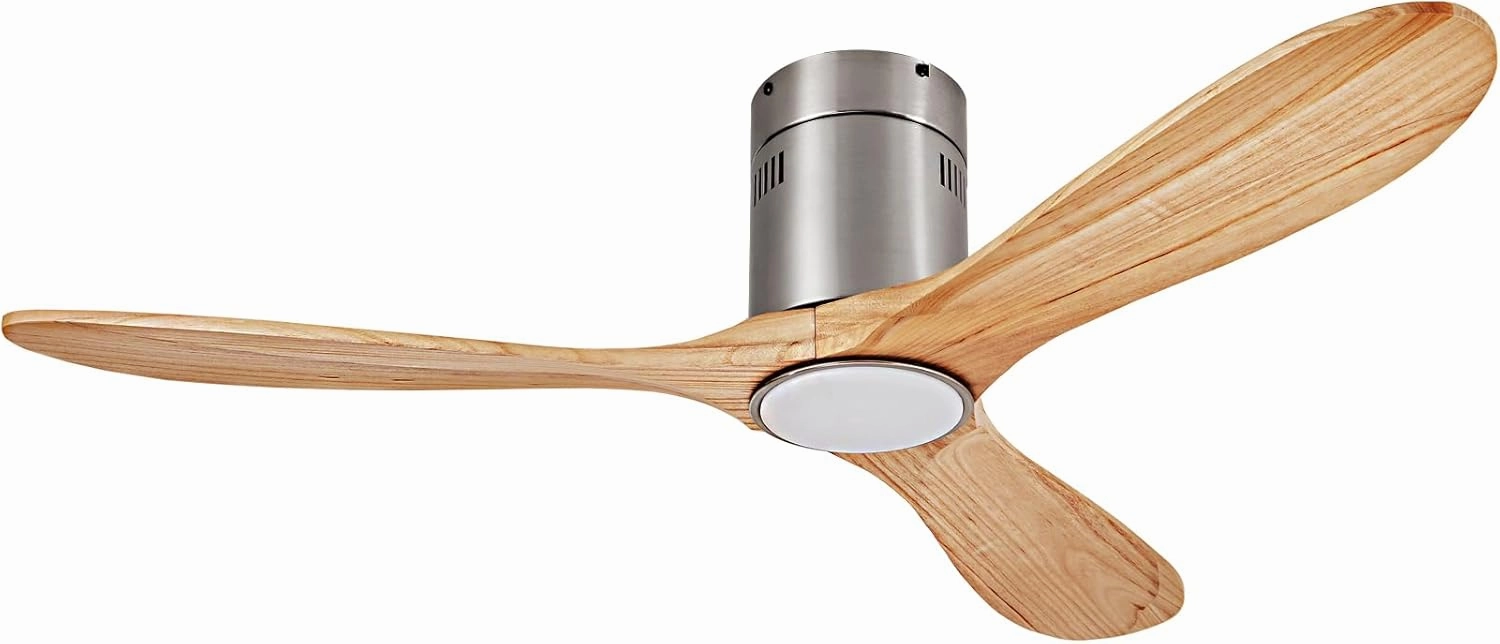 52 Ceiling Fan with Light with 6 Speed Remote/APP Control, Solid Wood Fan Blade, 3CCT Dimmable LED, Noiseless, Bedroom, Hallway Recessed Ceiling Fan