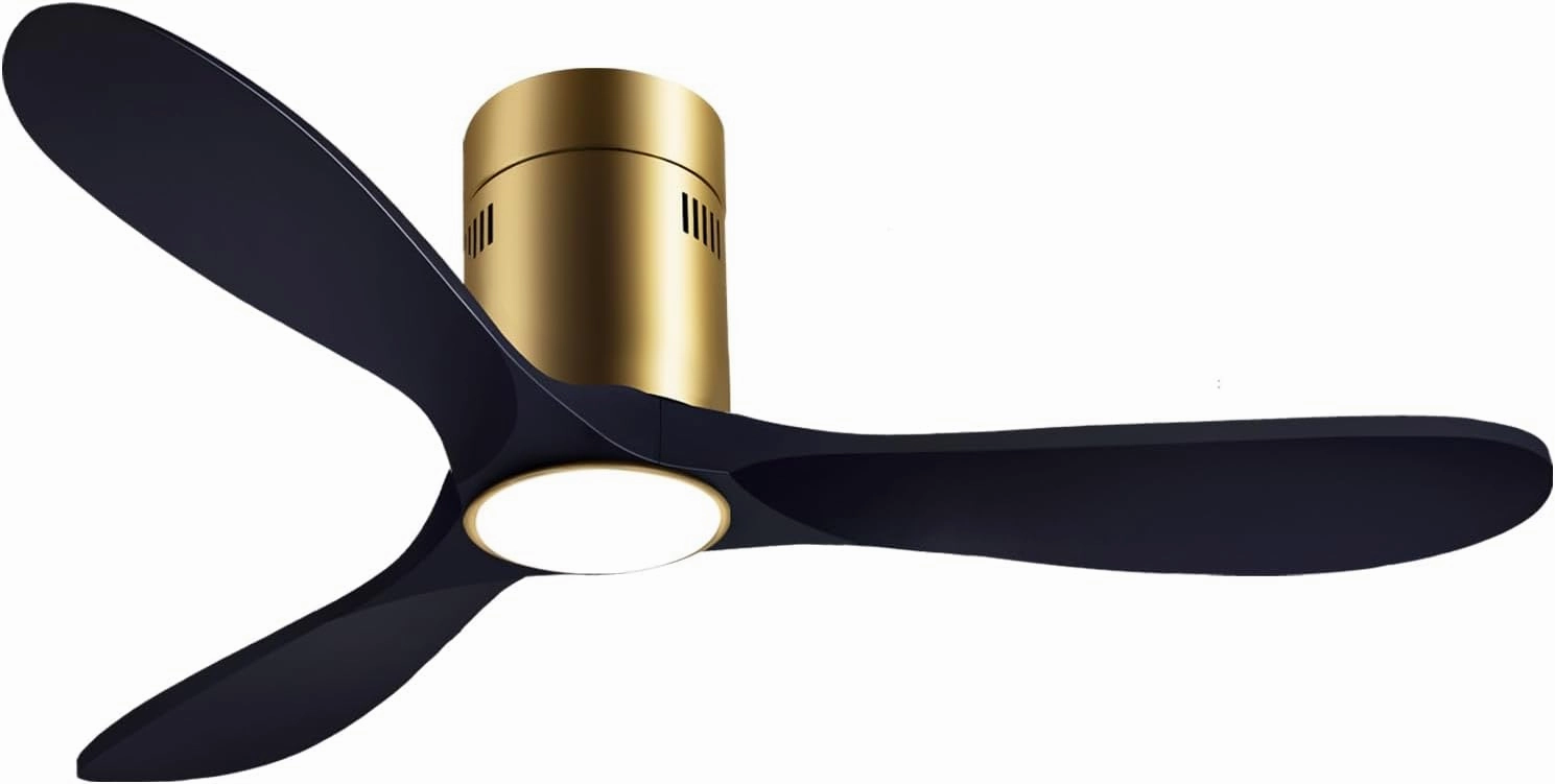 52 Ceiling Fans with Light with 6 Speed Remote/APP Control, Solid Wood Fan Blade, 3CCT Dimmable LED, Silent, Recessed Ceiling Fan for Bedroom, Hallway
