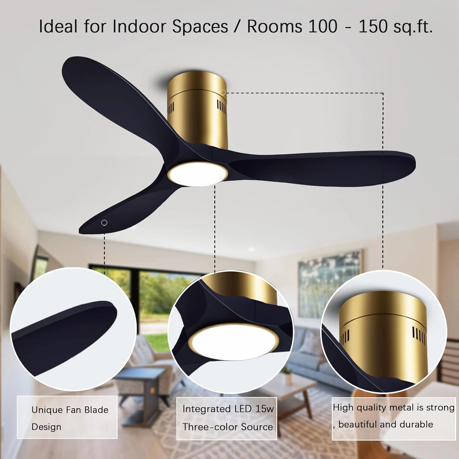 52 Ceiling Fans with Light with 6 Speed Remote/APP Control, Solid Wood Fan Blade, 3CCT Dimmable LED, Silent, Recessed Ceiling Fan for Bedroom, Hallway