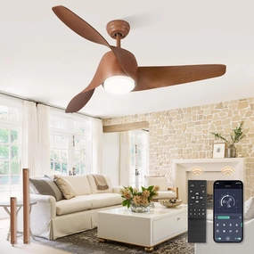 52 Inch Ceiling Fans with Lights and Remote, Indoor 24W LED Ceiling Fan with Lights & APP Control, 3000-6000K Dimmable, 6 Speed Reversible, 3 Blade Modern Ceiling Fan for Living Room Bedroom Patio App-controlled remote fan for convenience