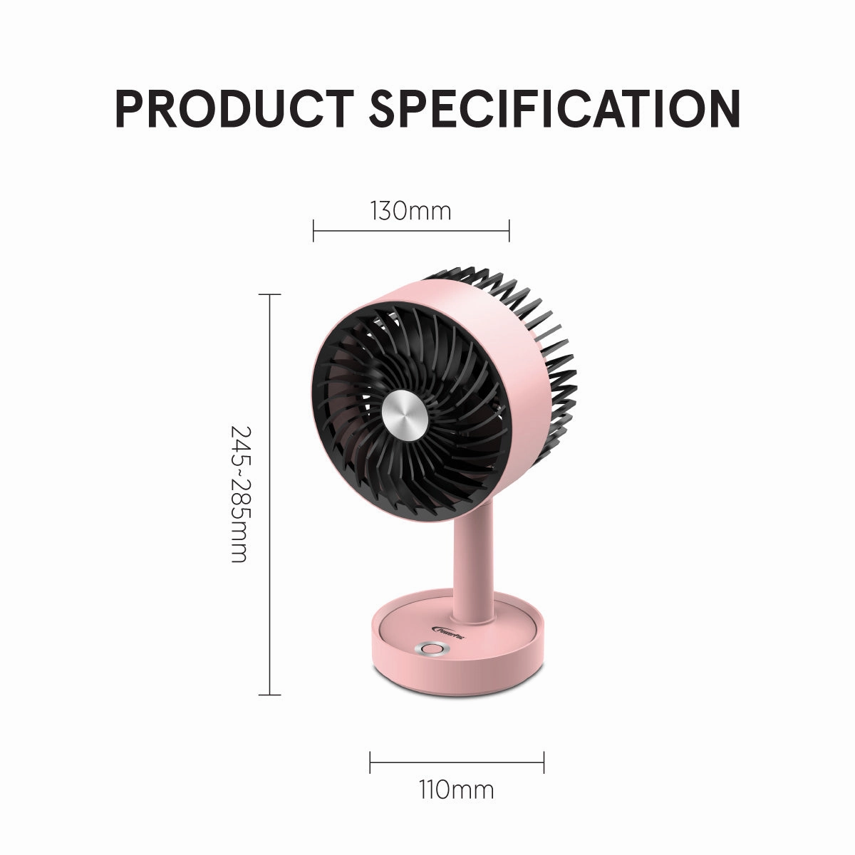 5" USB Portable Wireless Rechargeable Fan with LED PPUF230 Pink