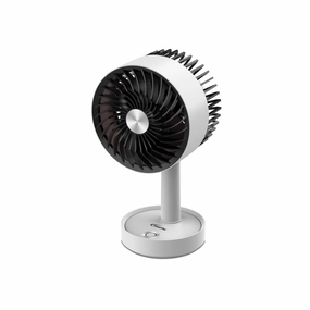 5" USB Portable Wireless Rechargeable Fan with LED PPUF230 White usb desk fans for office or dorm use