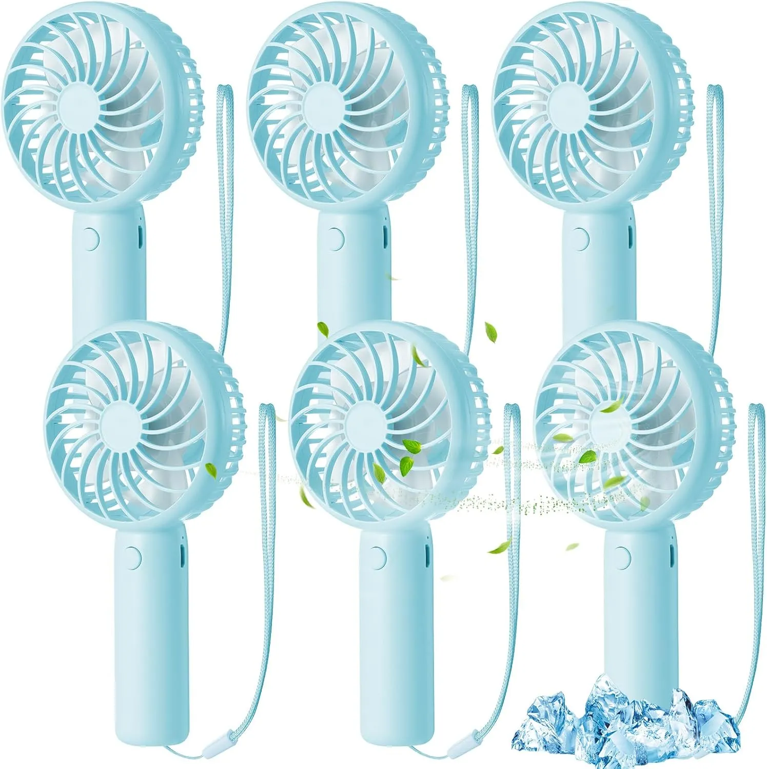 6 Pcs Mini Powerful Handheld Fan 3 Speed Personal Small Portable Rechargeable Fan with Base USB for Women Eyelash Makeup Office Travel Beach Indoor Outdoor (Blue) Octopus-shaped decorative fan