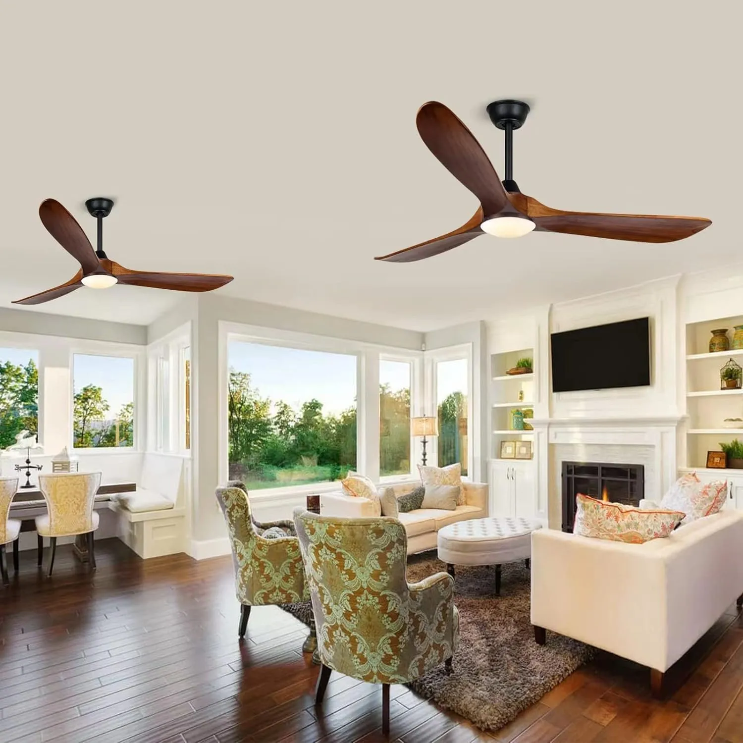 60 Inch Outdoor Ceiling Fan with Light and Remote, Rustic Farmhouse Ceiling Fan with Lights, 3 Blades Wood Ceiling Fan Large Damp Rated Indoor Outdoor Ceiling Fan for Exterior House Porch Gazebo