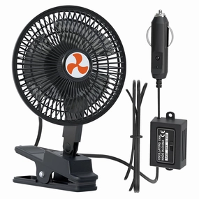 6" 12V Car Fan,Clip-on Cigarette Lighter Plug Oscillating Fan,Portable Ventilated Silent Cooling Air Fan,360Rotatable,12 Volt Fan for Semi Trucks,Cars,RVs,Golf Carts. (Length 6FT) Solar-powered car fan for ventilation